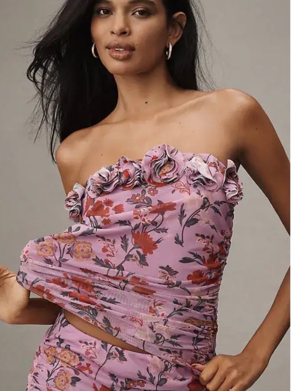 Anthropologie 3D Floral Tube Top